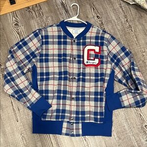 Blue and Gray Plaid Women's Jacket